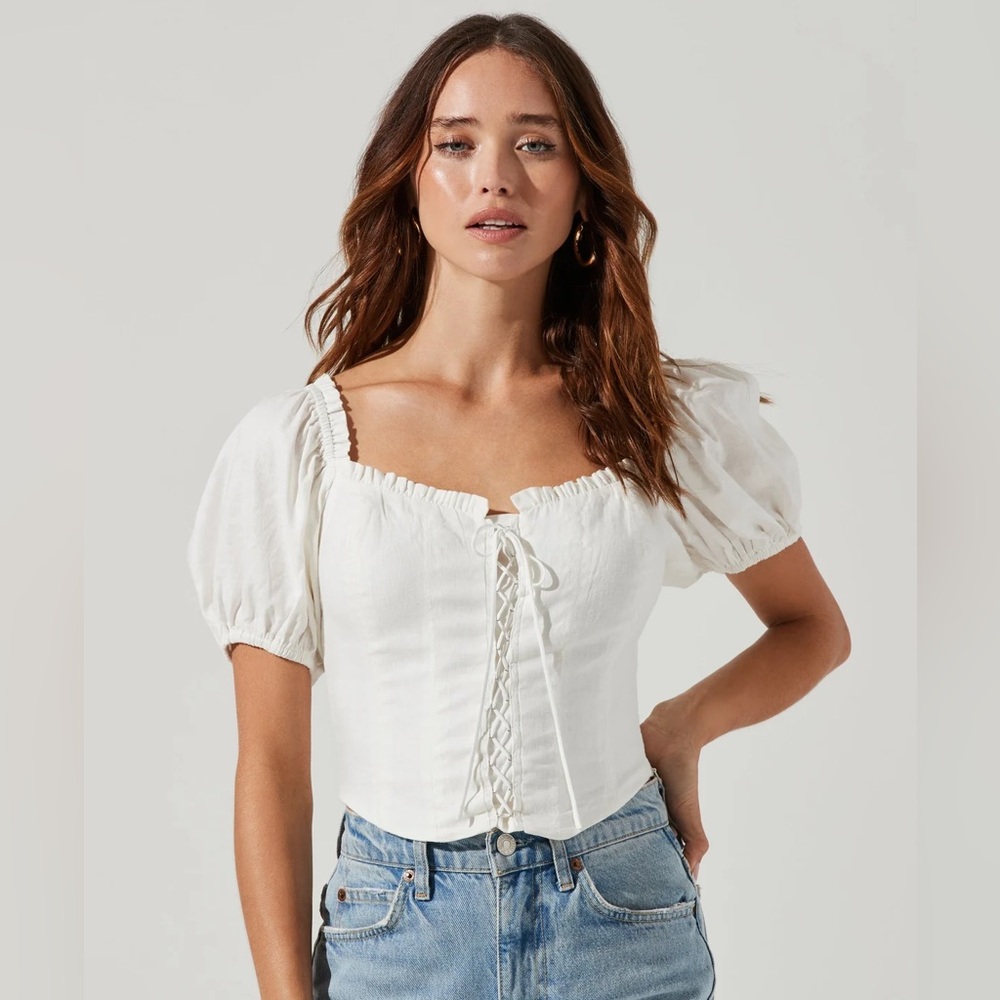Elegant White Blouse with Puff Sleeves